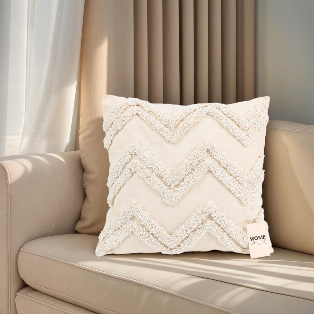HOME DELUXE Kussenovertrek JARA met kussenvulling - 50 x 50 cm - CrÃ¨me