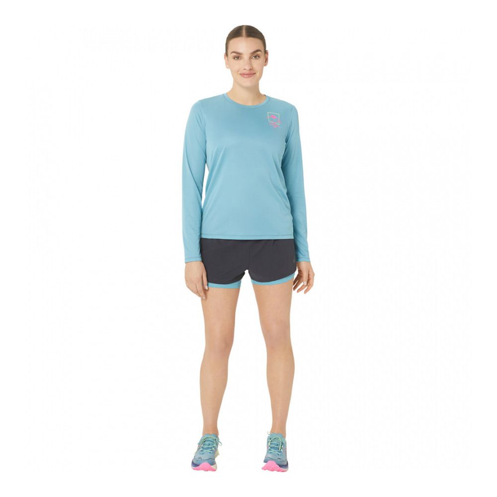 Asics FUJITRAIL LOGO - Tee-shirt Femme gris blue