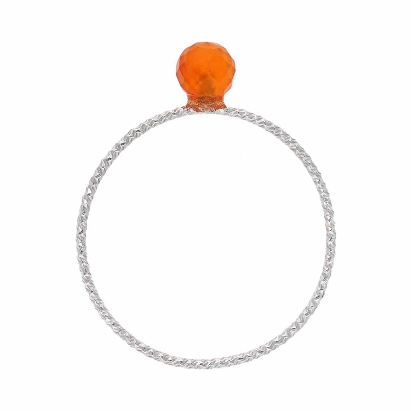 Bague Argent Rhodié Perle Fixe Cornaline