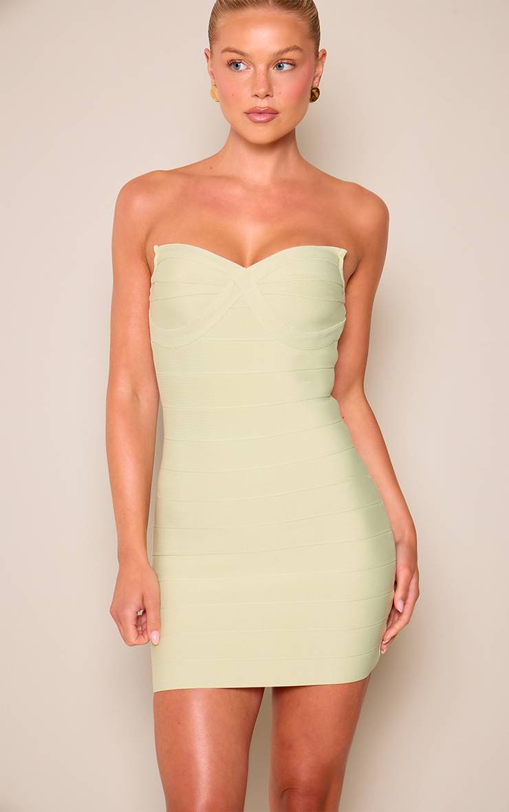 Vert Sauge Robe Mini Bustier Bandage