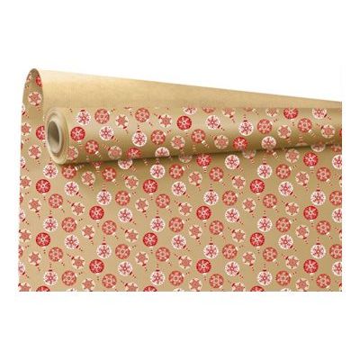 Logistipack Armance - Papier cadeau Kraft - 70 cm x 25 m - boules de Noel rouges