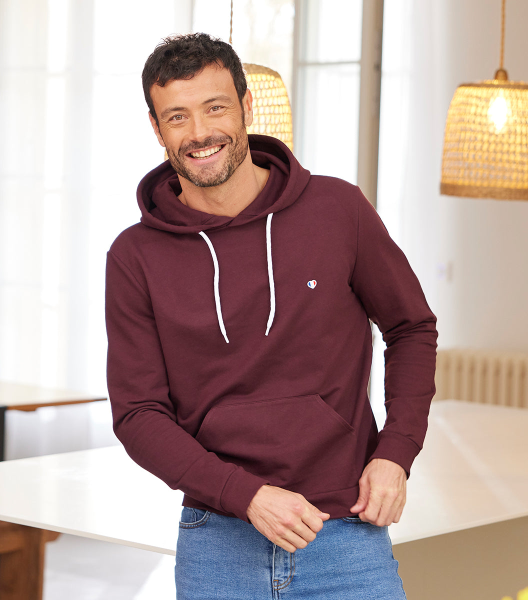 Sweat à Capuche Homme Bordeaux - Iconique