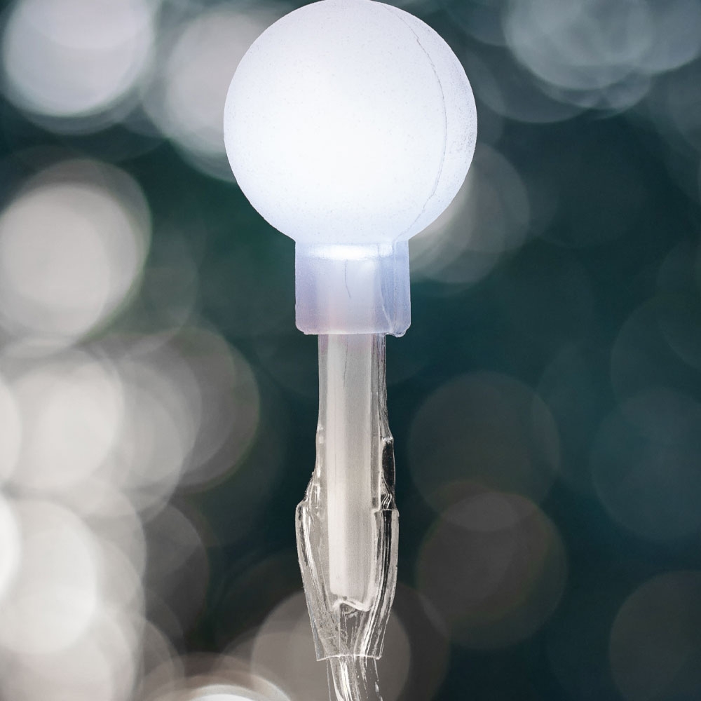 (10m) 80 LED's Deko Lichterkette Mini Kugeln Beleuchtung (Batteriebetrieben) - Kaltweiss