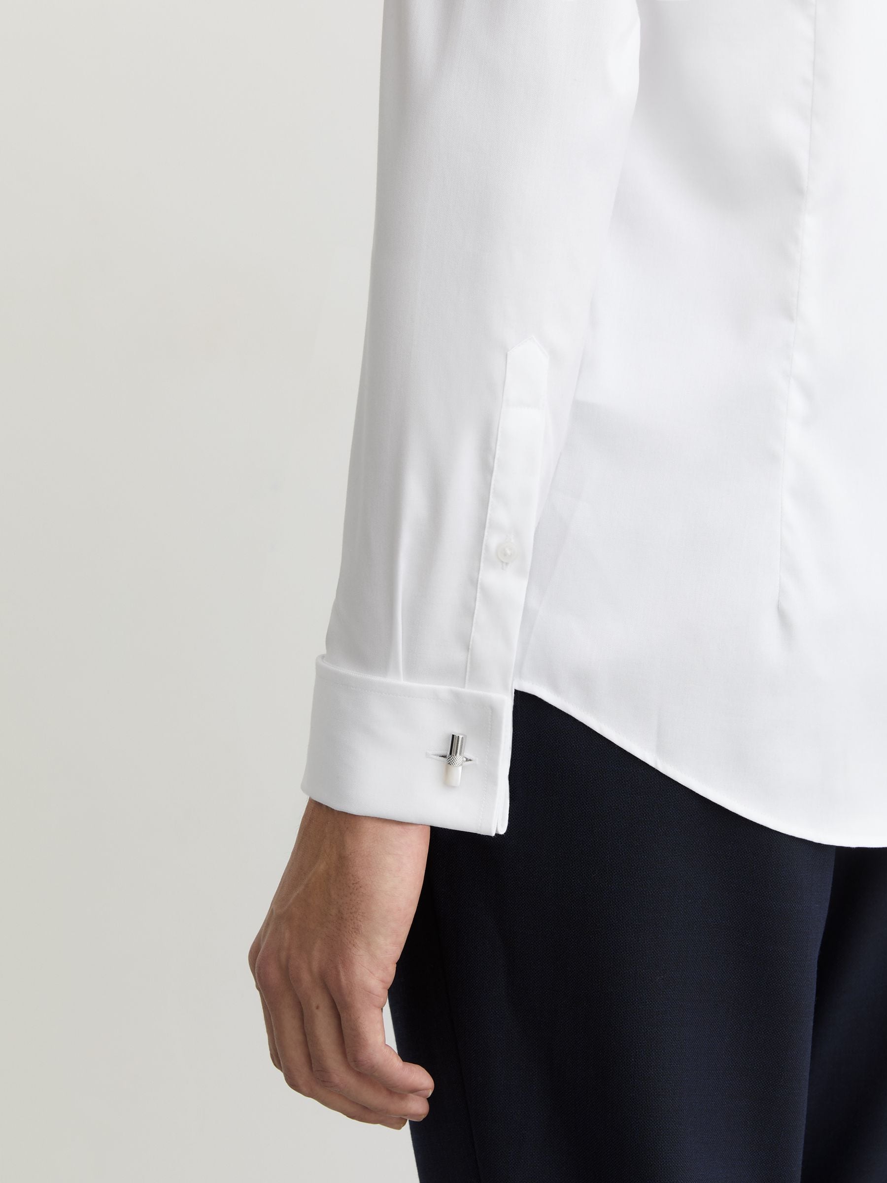 Wit - Slim Fit - Reiss Bishopsgate Stretch Double-Cuff Shirt Cotton-Blend