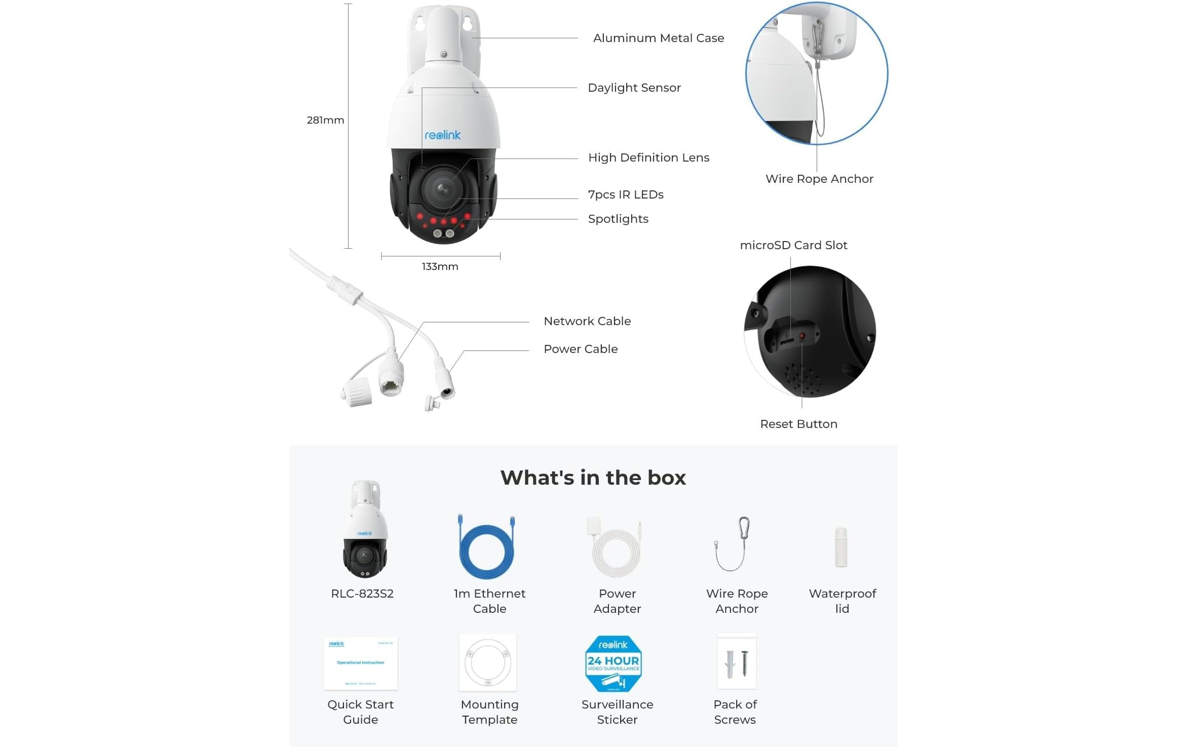Netzwerkkamera P850 360° / PoE / 16x Zoom<br>Wetterfeste 360 Grad PoE High Speed Dome Security IP Überwachungskamera