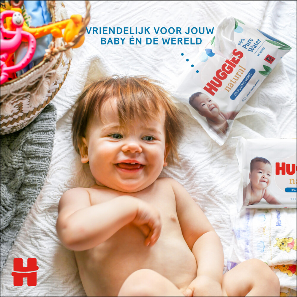12x Huggies Billendoekjes Natural 0% plastic12x48=576 stuks