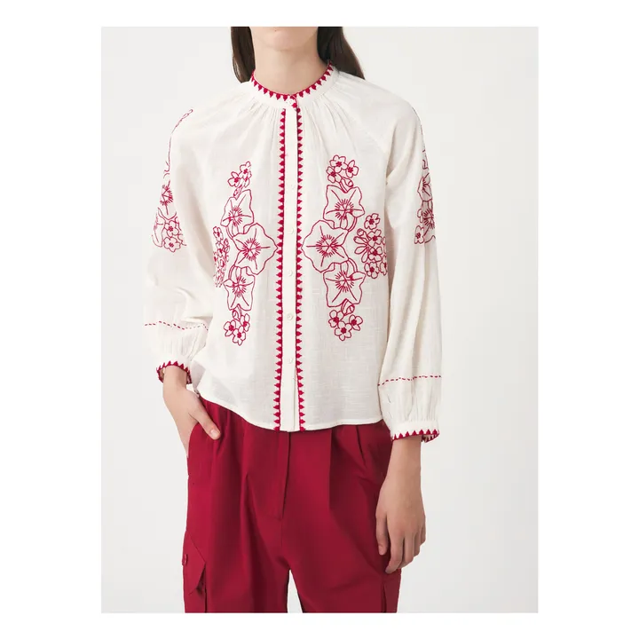 Antik Batik Blouse Cindy Brodée Lin et Coton | Crème