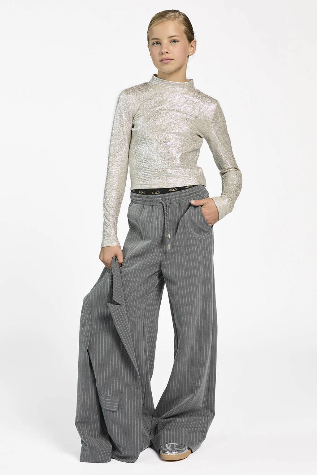 AI&KO flared casual broek grijs