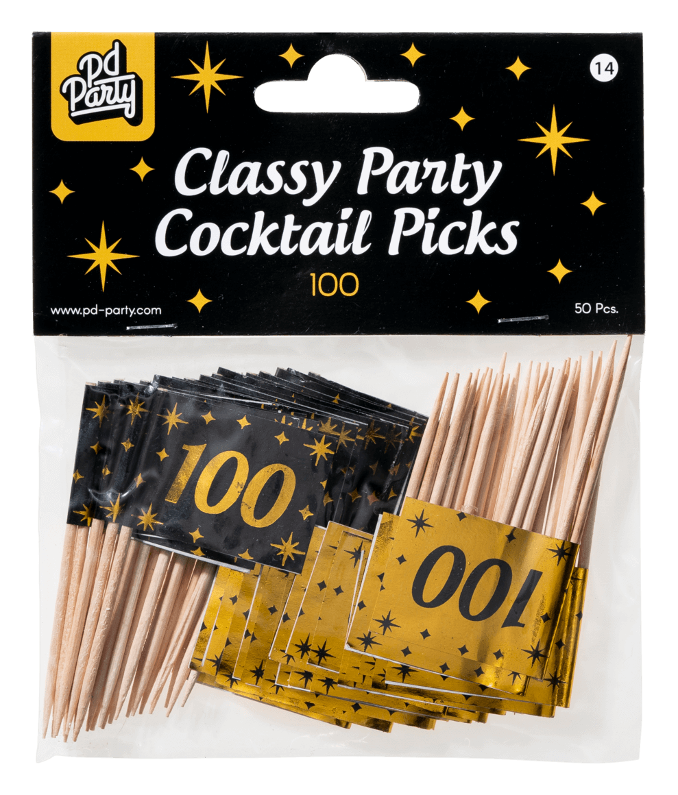 Cocktailprikkers 100 Jaar 6,5cm 50st