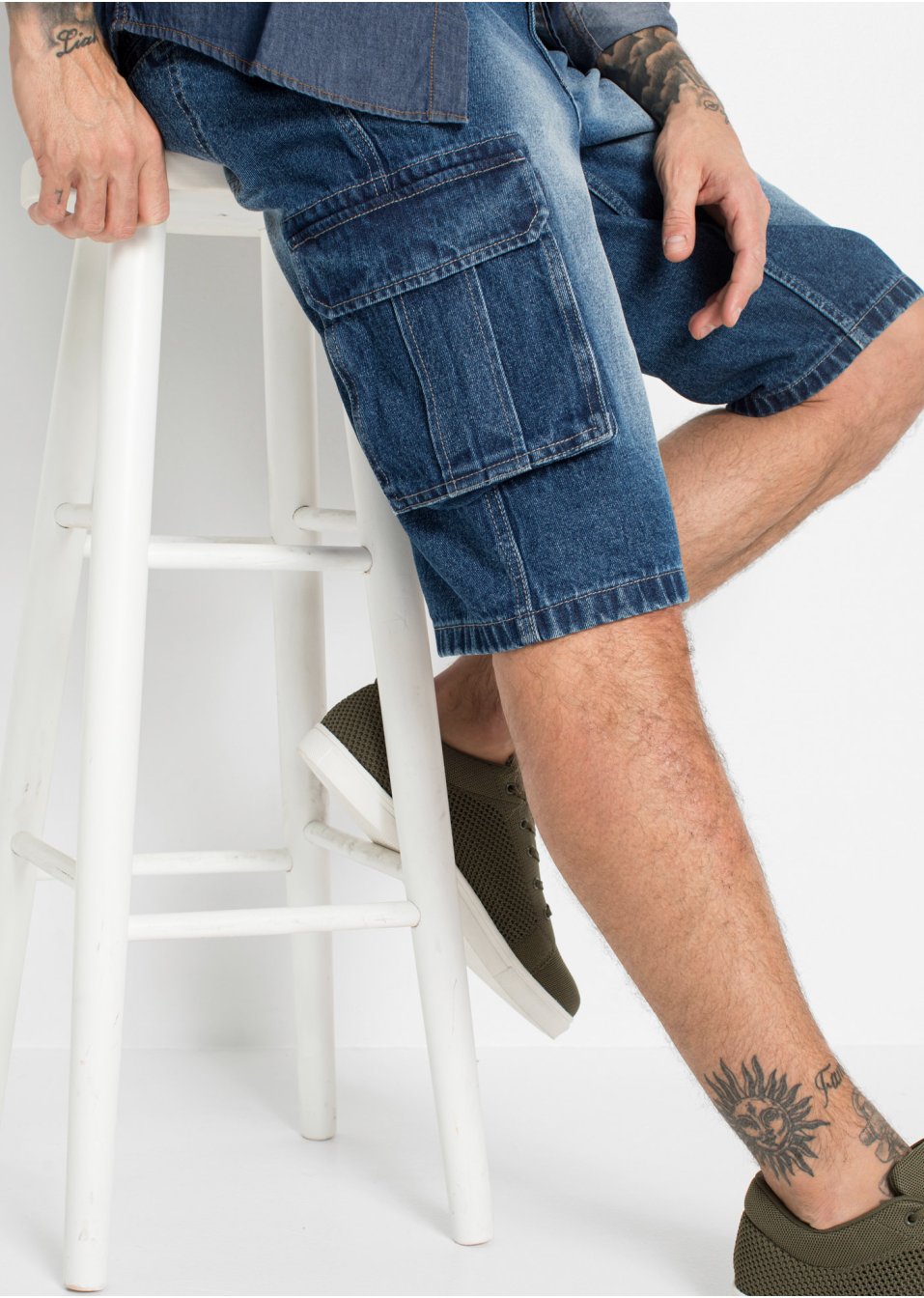 Bermuda en jean cargo, Loose Fit