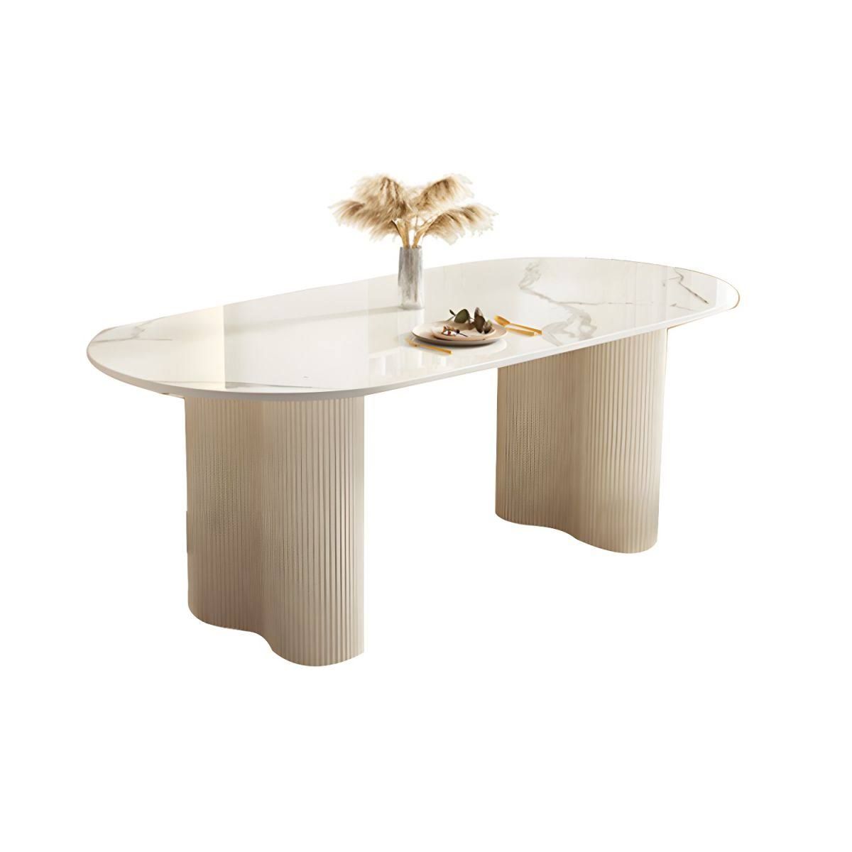 Modernes ovales Holz-Ess-Set in Weiß - Fester Tisch - 1/5/7 Stück Set - Tisch 1 Stück Satz L 120 x B 80 x H 75 cm