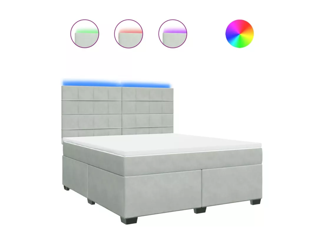Sommier à lattes de lit et matelas Gris clair 180x200cm Velours