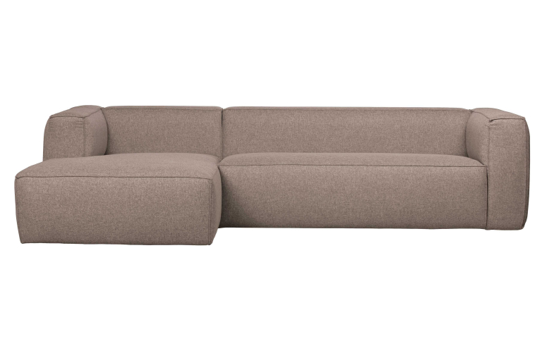 WOOOD Bean bank met chaise longue links lichtgrijs gemeleerd