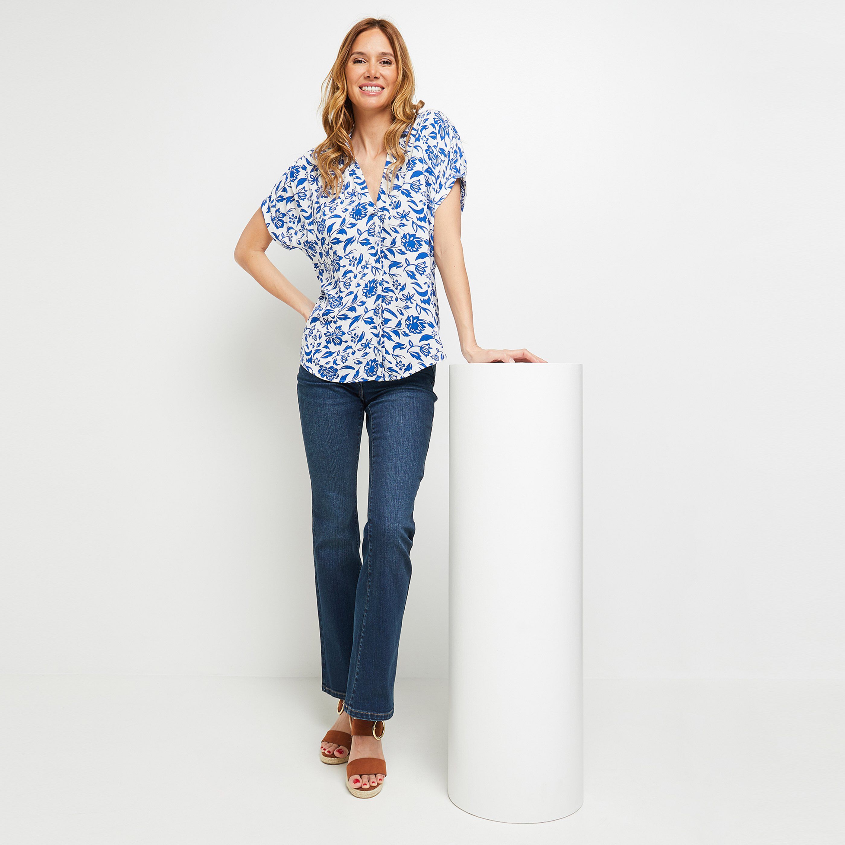 Chemise manches courtes femme - BLEU
