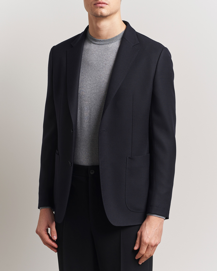 Zegna Unconstructed Wool Hopsack Blazer Navy