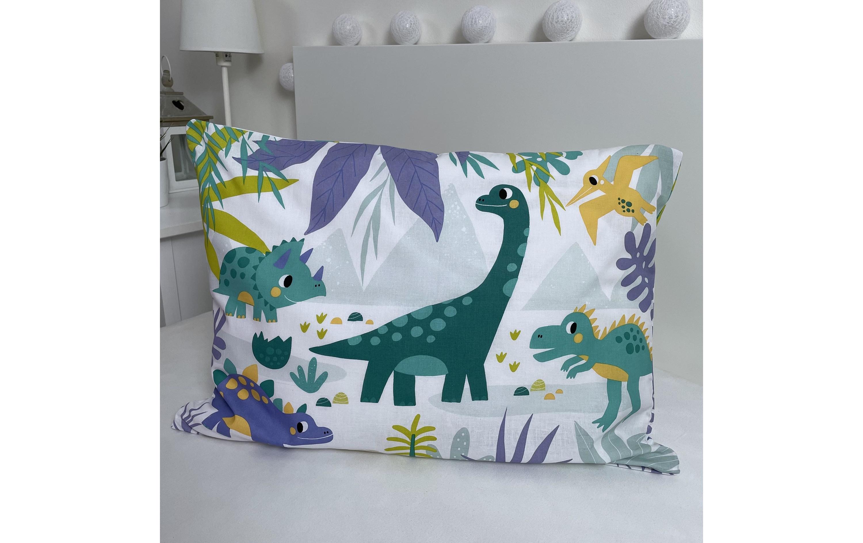 Kinderbettwäsche Dino cute & wild 100 x 135 cm + 40 x 60 cmBettwäscheset für ein kleineres Kinderbett
