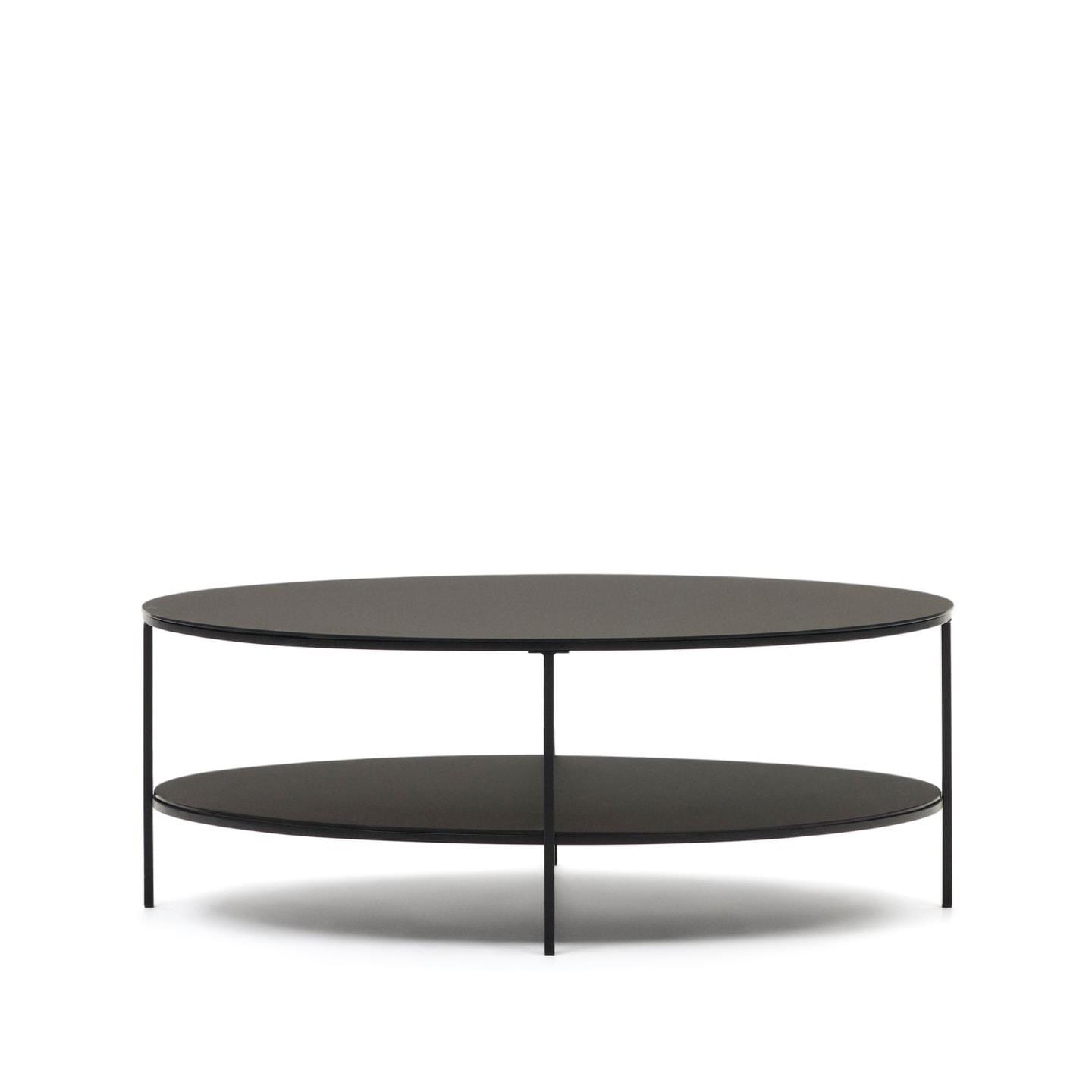 Kave Home Couchtisch FIDEIA 110 x 65 cm getempertes Glas schwarz