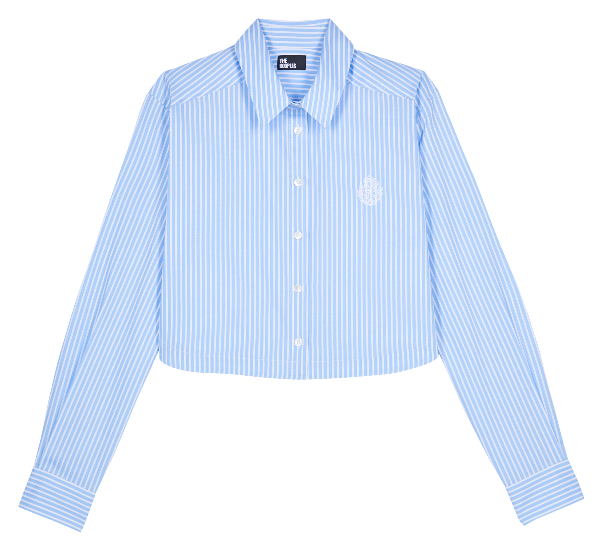 Chemise courte col classique en coton | Bleu