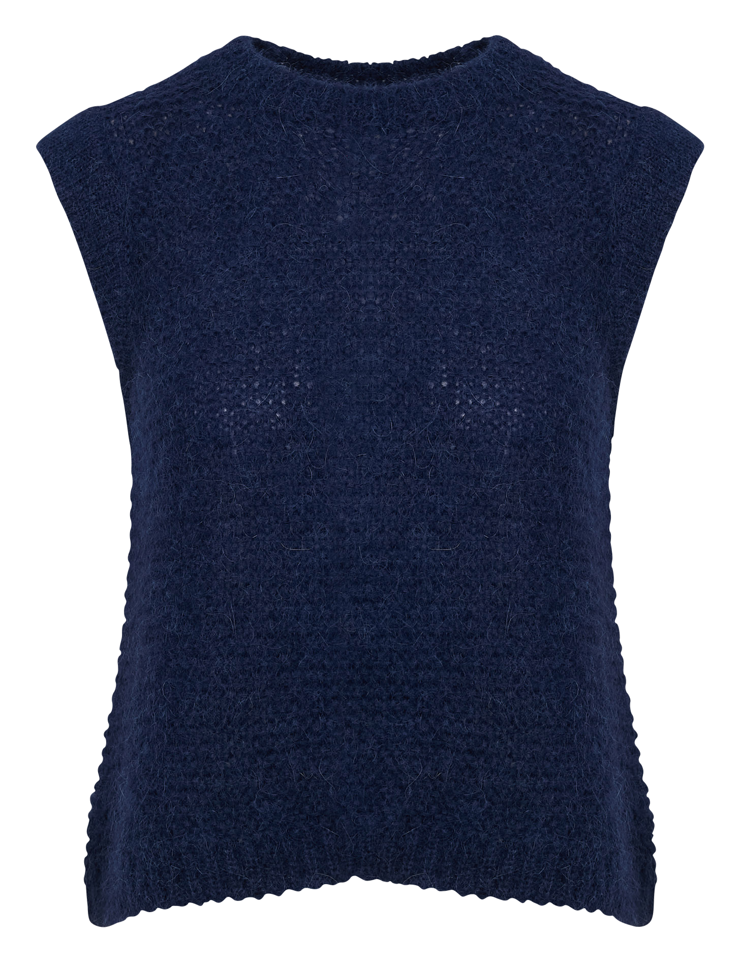 MOTANA - Pull sans manches col rond en laine mélangée | Bleu