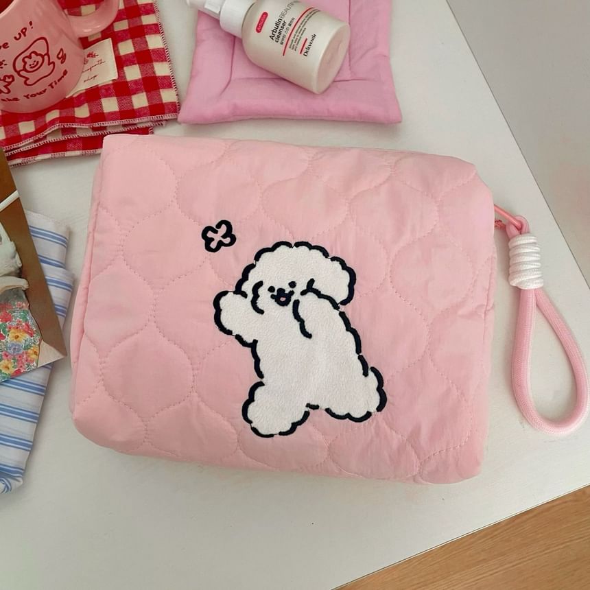 Ribbocco - Canvas etui / clutch met geborduurde hond