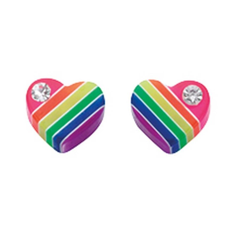 Boucle d'oreille coeur arc-en-ciel en argent 925/1000