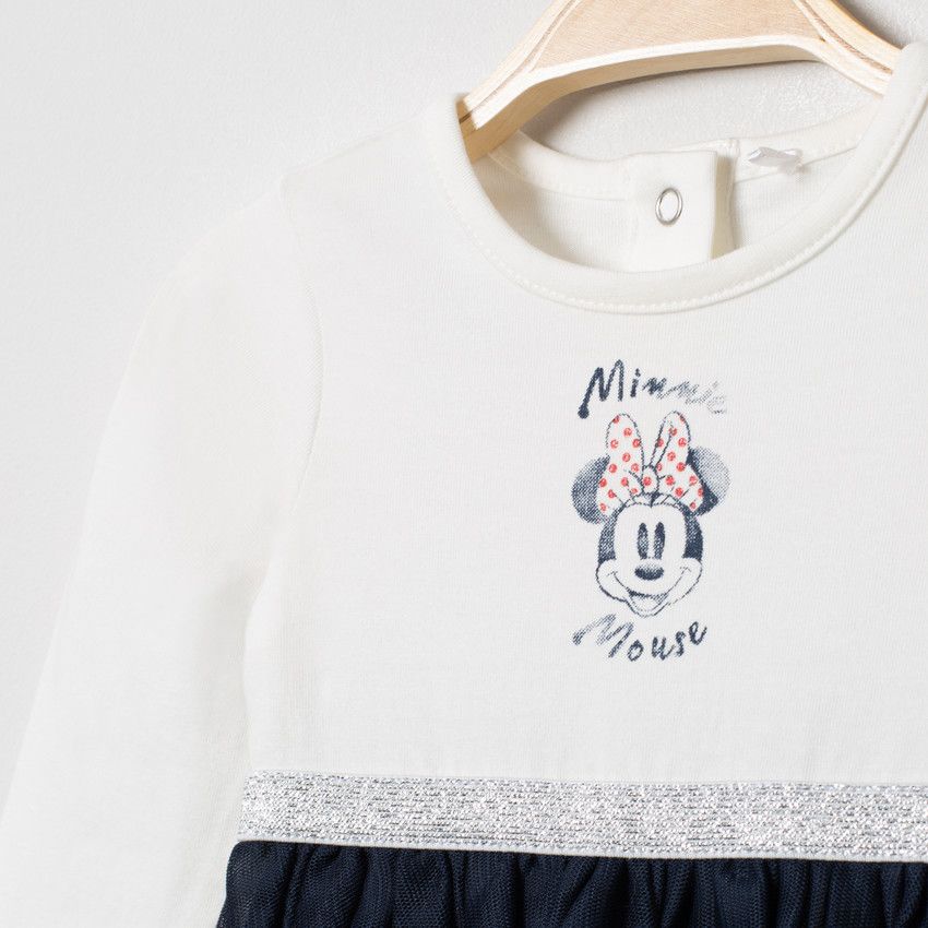 Robe manches longues effet 2 en 1 Minnie Disney - Ecru