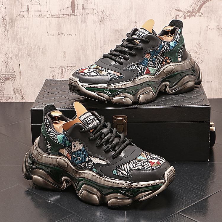 Mr Ozera - Sneakers met vetersluiting en patroonapplicatie