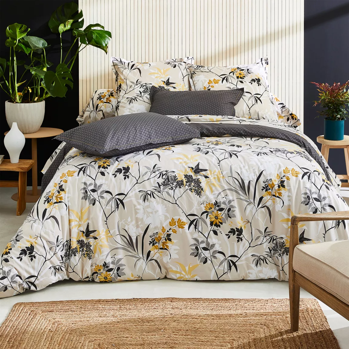 Housse de couette percale de coton (260 x 240 cm) Asia Beige