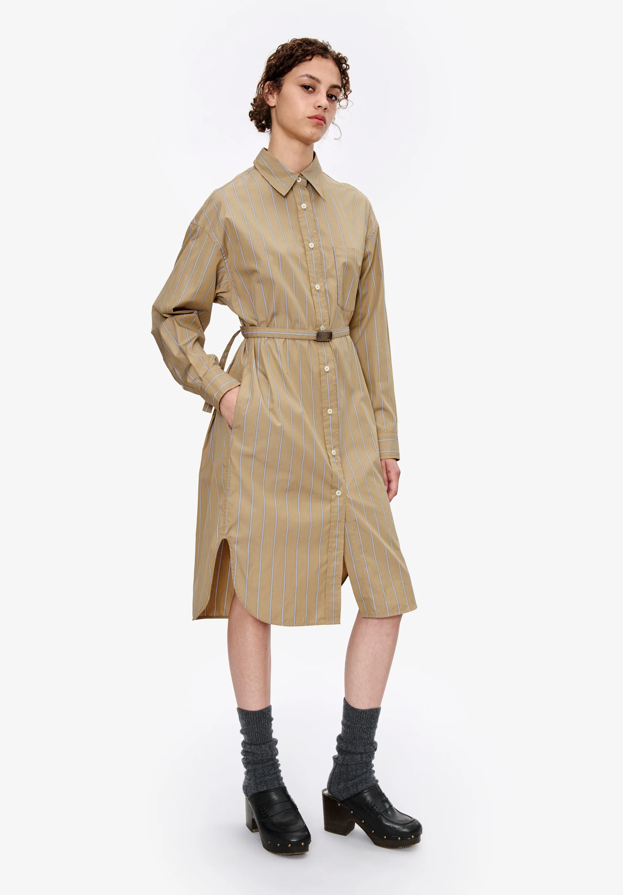 robe chemise courte - Beige