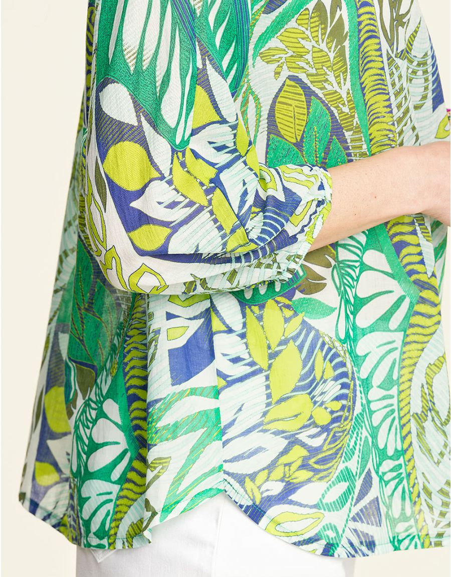 Blouse en coton verte