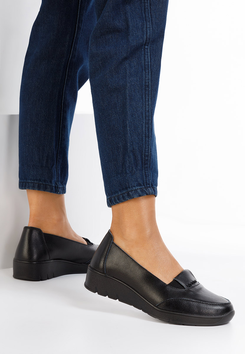 Mocassins en cuir naturel noirs Sandira