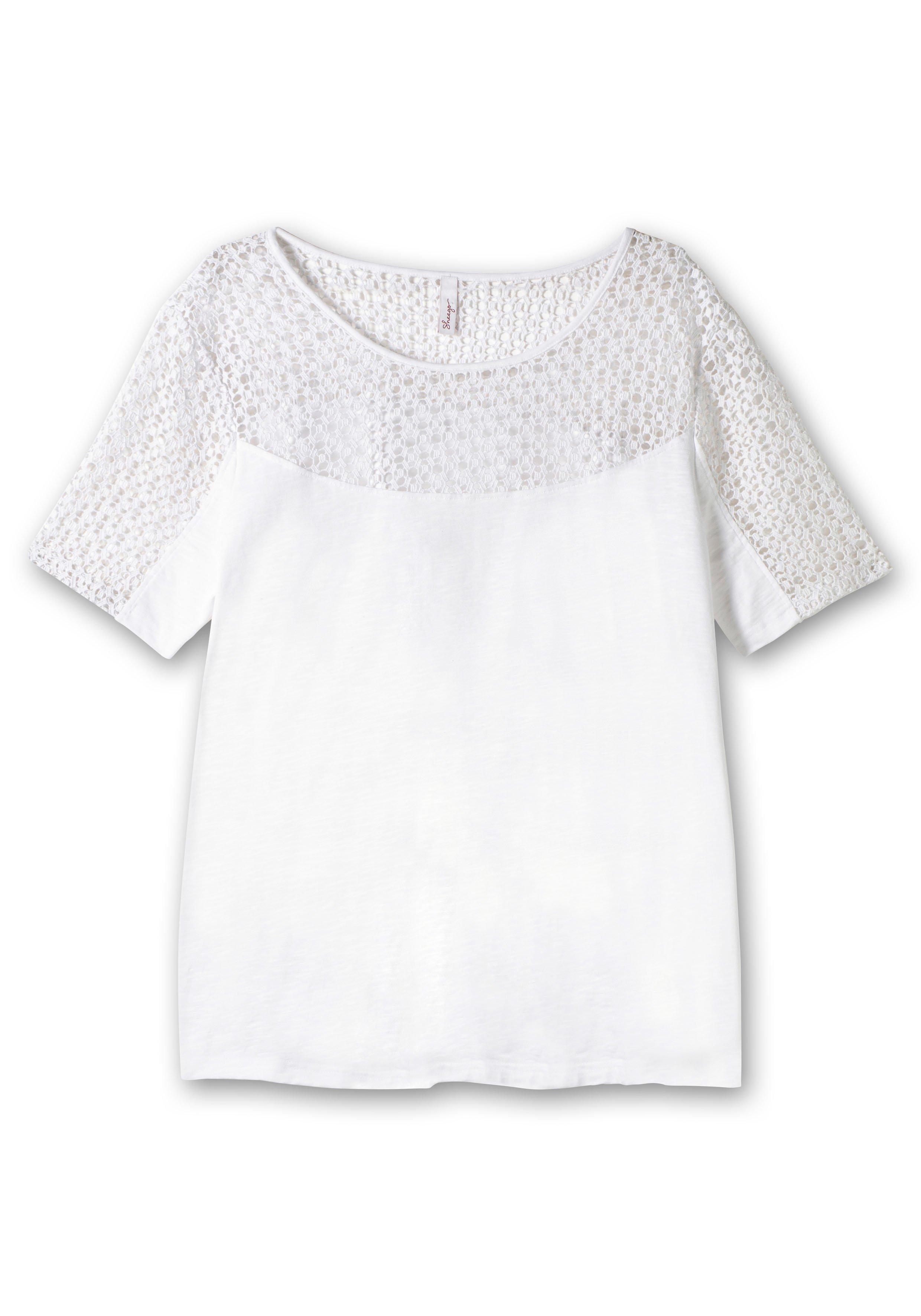 Jerseyshirt mit Spitzenpasse