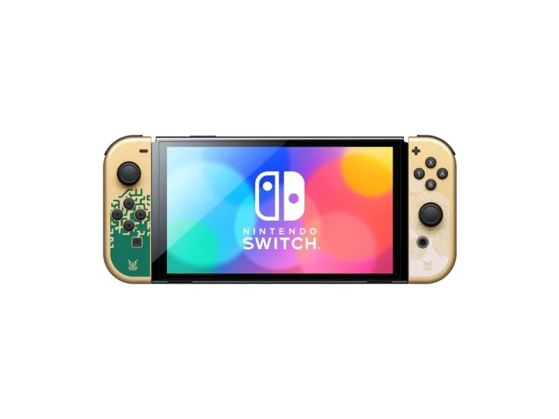 Nintendo Switch OLED - The Legend of Zelda: Tears of the Kingdom Edition - Spilkonsol - Full HD - hvid, grøn, guld