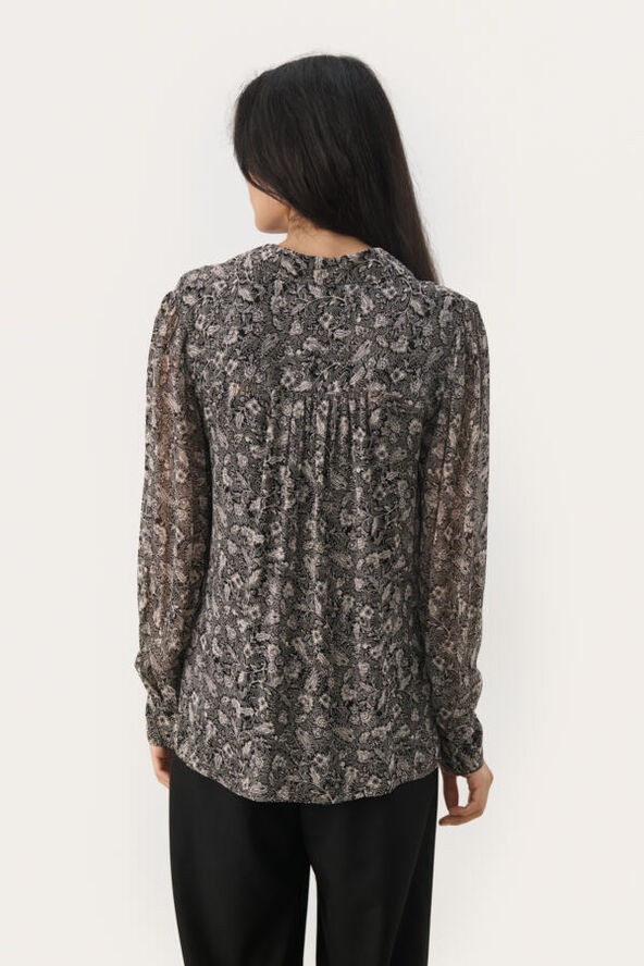 Part Two DelvinaPW SH Black leaf print
