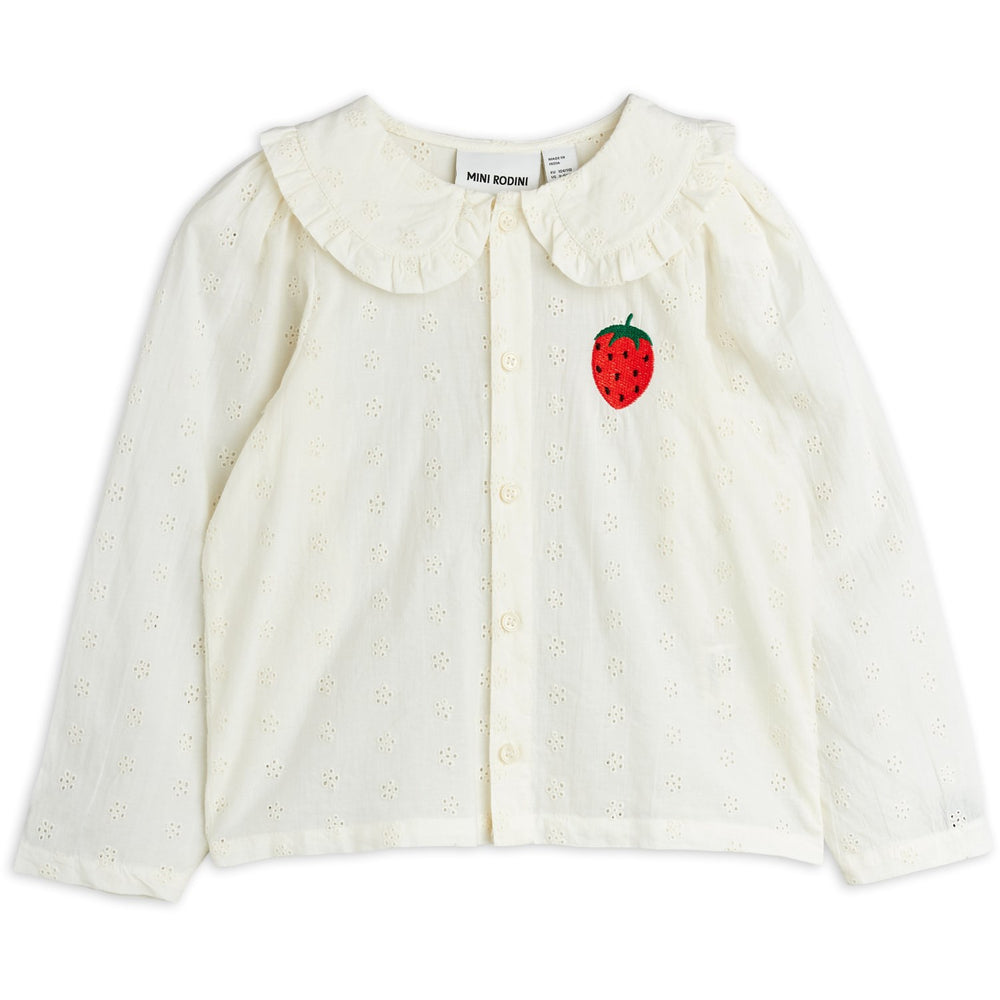 Køb Mini Rodini White Strawberry Emb Schiffli Bluse