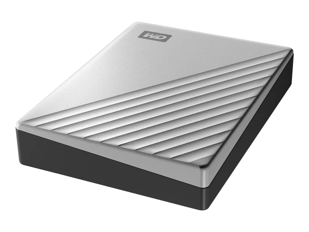 WD My Passport Ultra for Mac WDBPMV0040BSL - Harddisk - krypteret - 4 TB - ekstern (bærbar) - USB 3.0 (USB-C stikforbindelse) - 256-bit AES - sølv