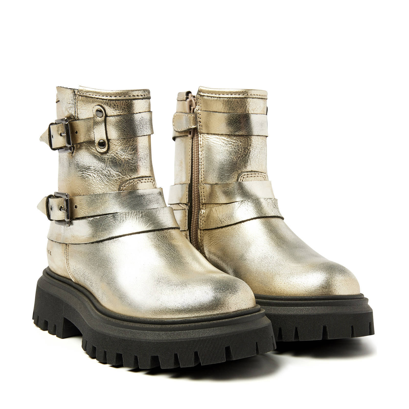 Nubikk leren enkelboots goud