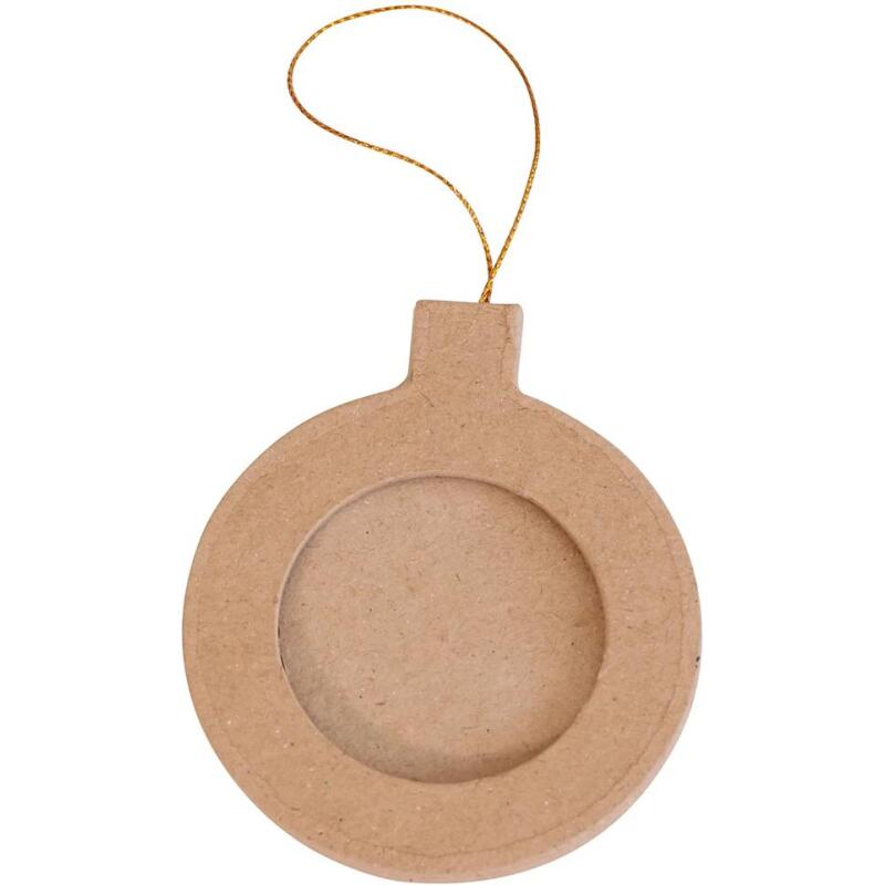 Cadre boule ronde de Noël à suspendre 9,5cm - Kraft