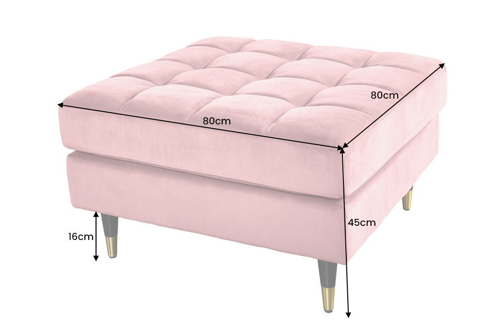 Design Hocker COZY VELVET 80cm altrosa gold Samt Metallfüße