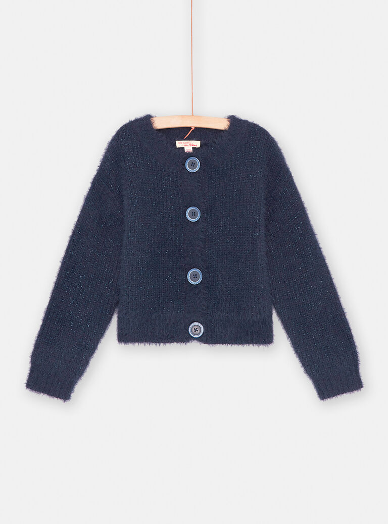 Cardigan bleu marine à paillettes fille