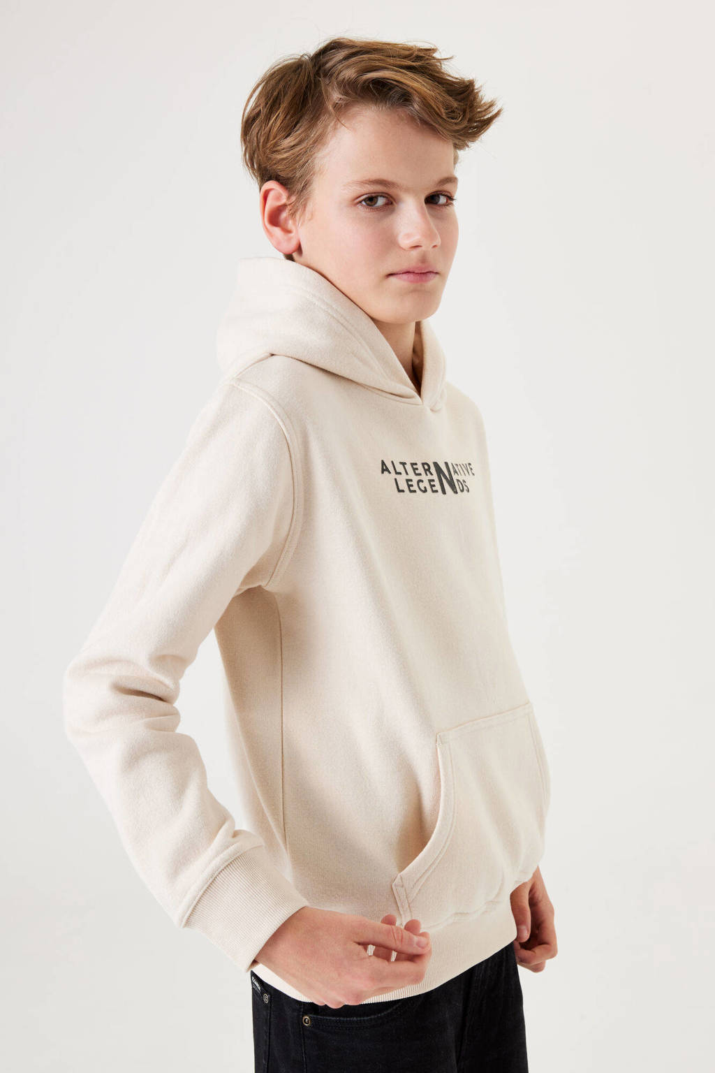 Garcia hoodie met tekst ecru