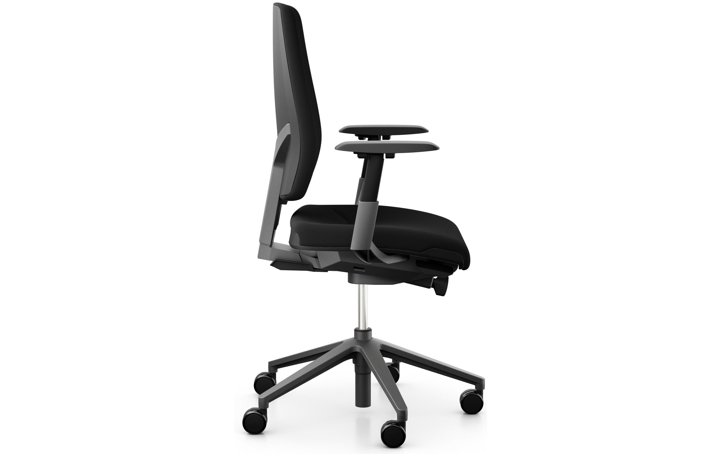 Bürostuhl 68 mit Polsterrücken und Armlehnen, Schwarz<br>Klassischer Arbeitsstuhl ideal für aktives Sitzen