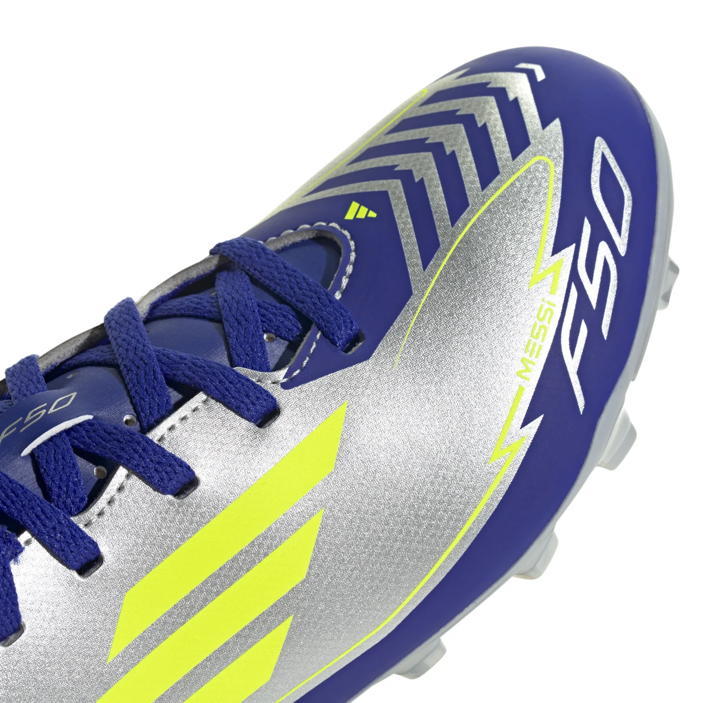 Adidas F50 Messi Club Gras / Kunstgras Voetbalschoenen (MG) Kids Zilver Donkerblauw Geel