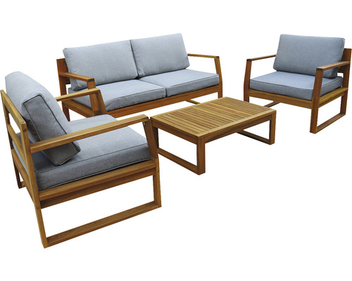 Garden Place Lilja 4-zits loungeset bestaande uit: tafel, tweezitsbank, 2 fauteuils, houtgrijs