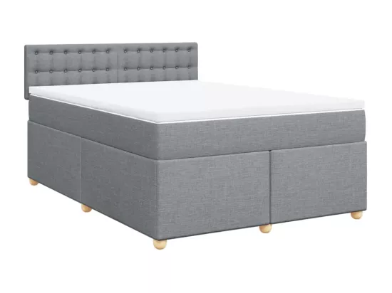 Sommier à lattes de lit avec matelas Gris clair 160x200cm Tissu