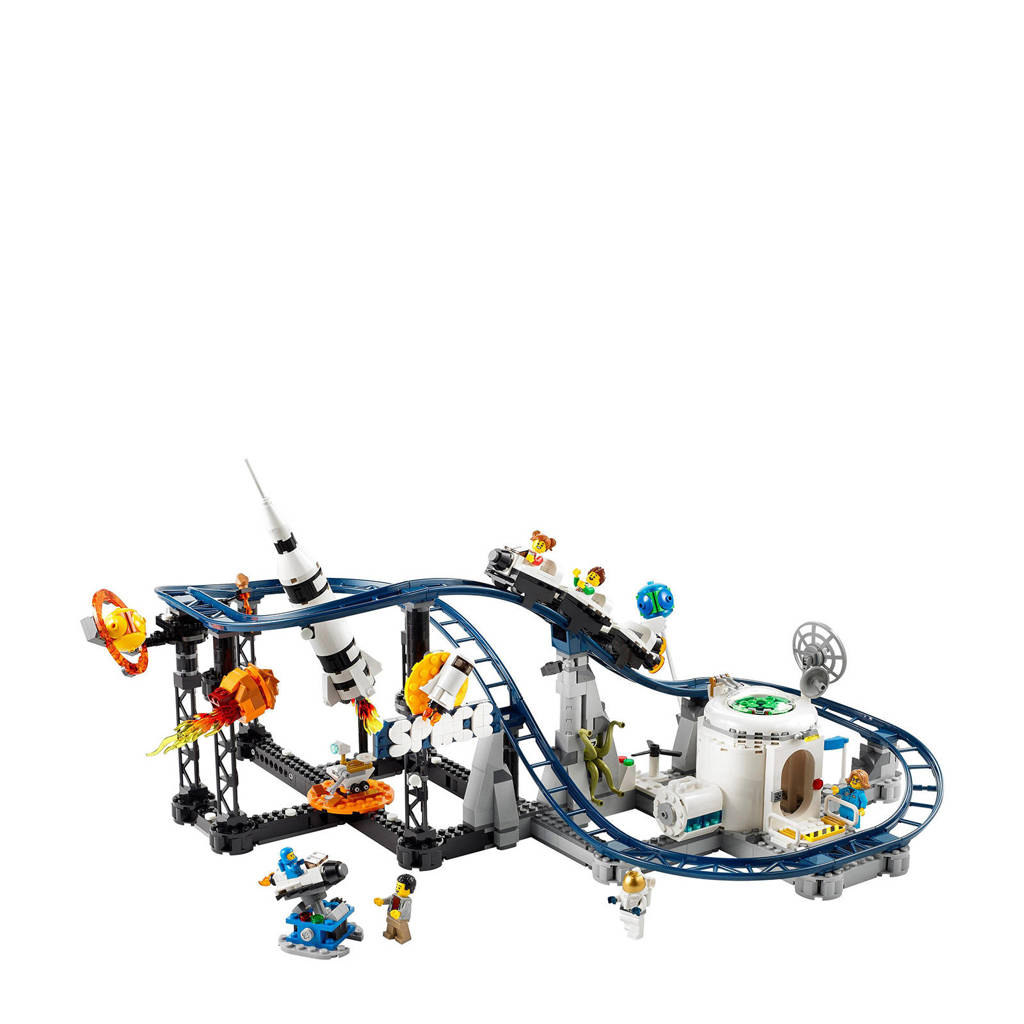ruimte3-in-1 Ruimteachtbaan Ruimte Set met Rollercoaster, Vrijevaltoren en Draaimolen 31142
