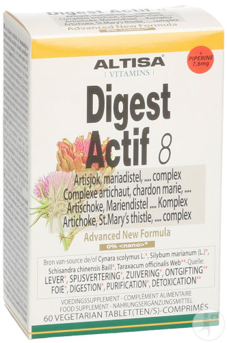 Altisa Avanced New Formula Digest Actif 8 Complexe Artichaut 60 Comprimés Végétariens