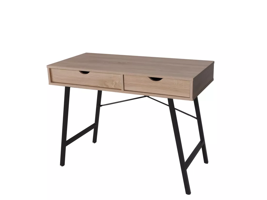 Bureau BOSTON 100x48cm / Décor Chêne blanchi et métal noir