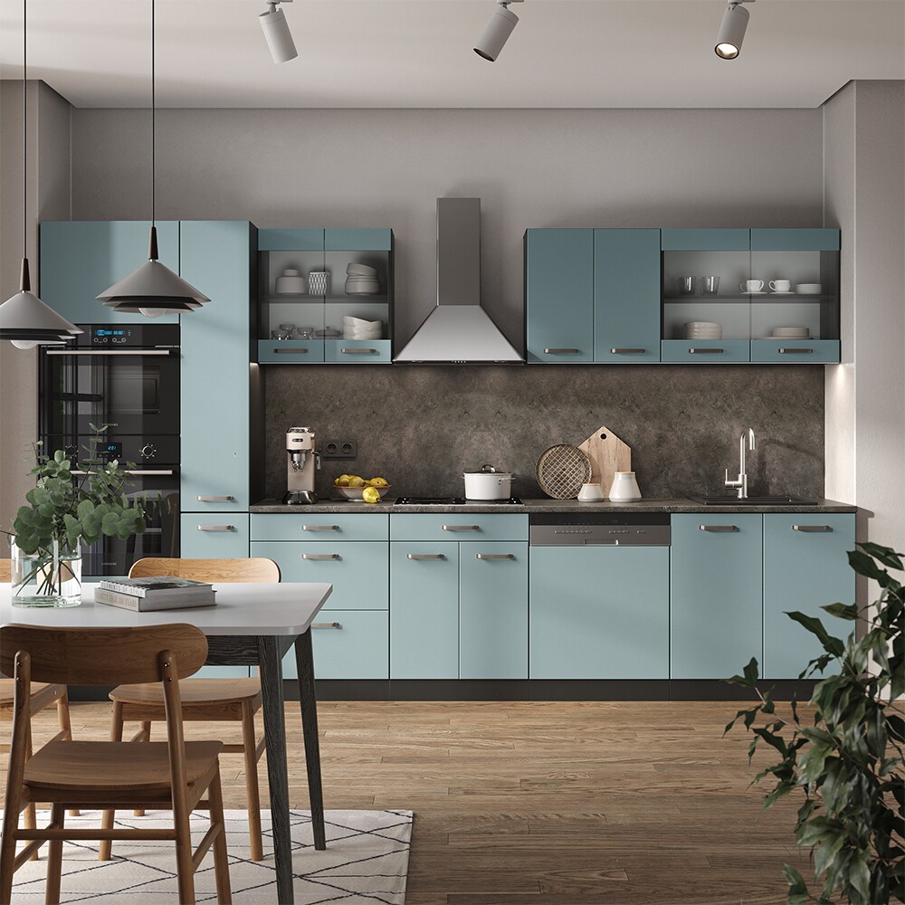 Vicco Küchenzeile R-Line Solid Anthrazit Blau Grau 350 cm modern Küchenschränke Küchenmöbel