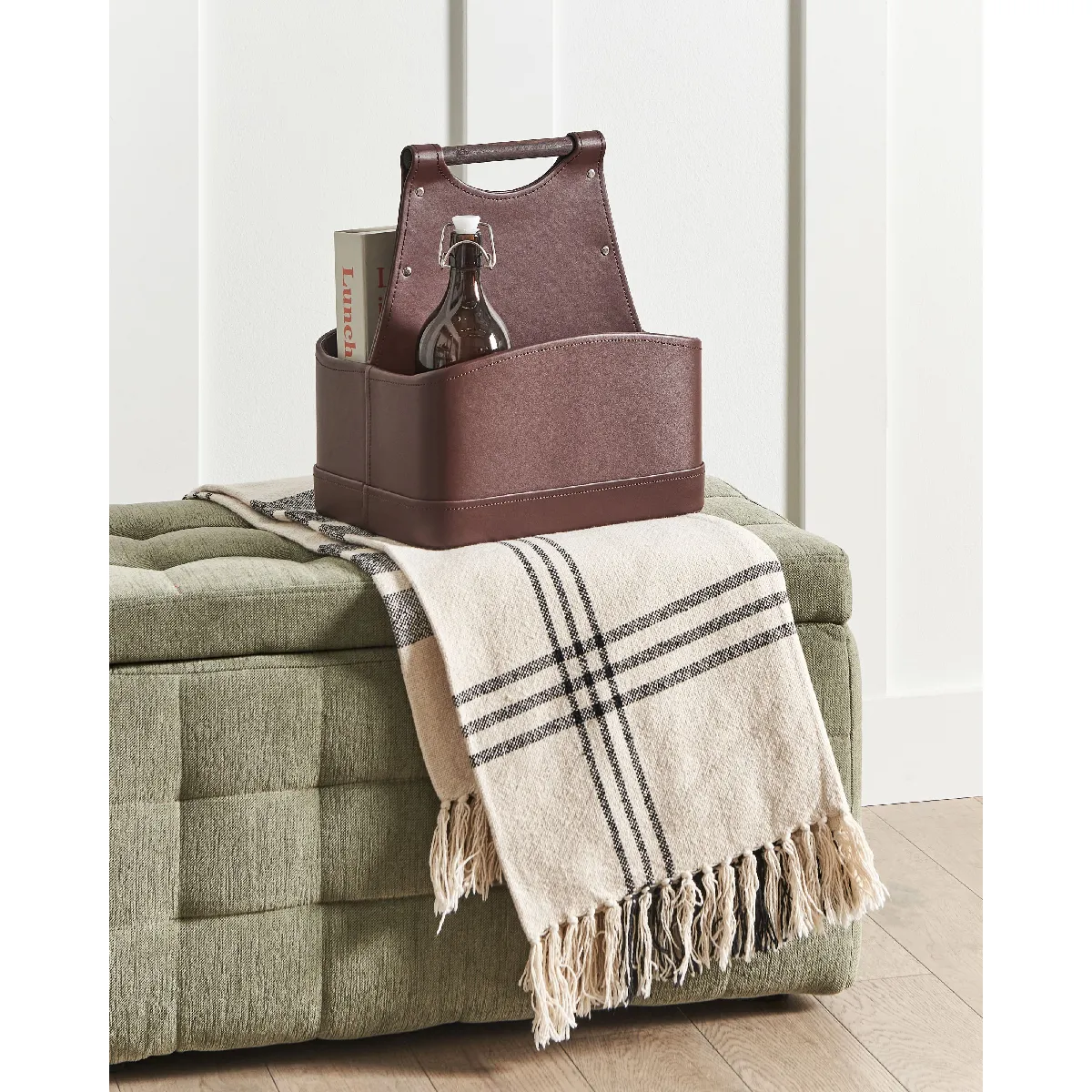 Beliani Panier Cuir PU Marron URUK